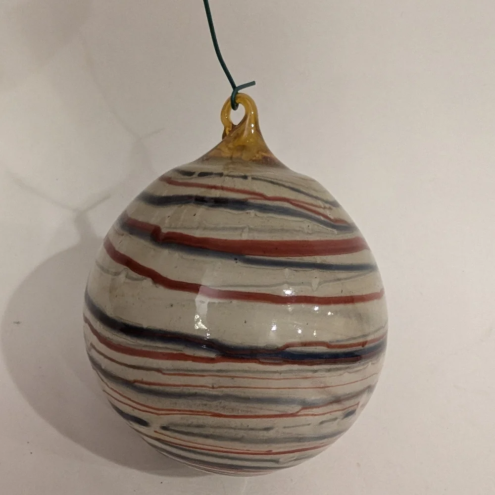 Handmade Blown Glass Orb Ornament Ball Holiday Christmas Earth Tones 3.5